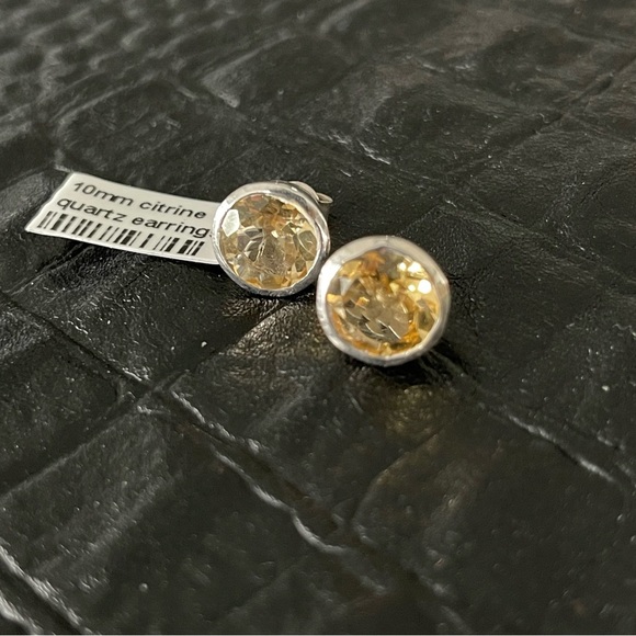 Sterling Silver 925 Large Citrine Earrings - Picture 1 of 9